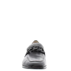Elegance Black Leather Chain Loafers
