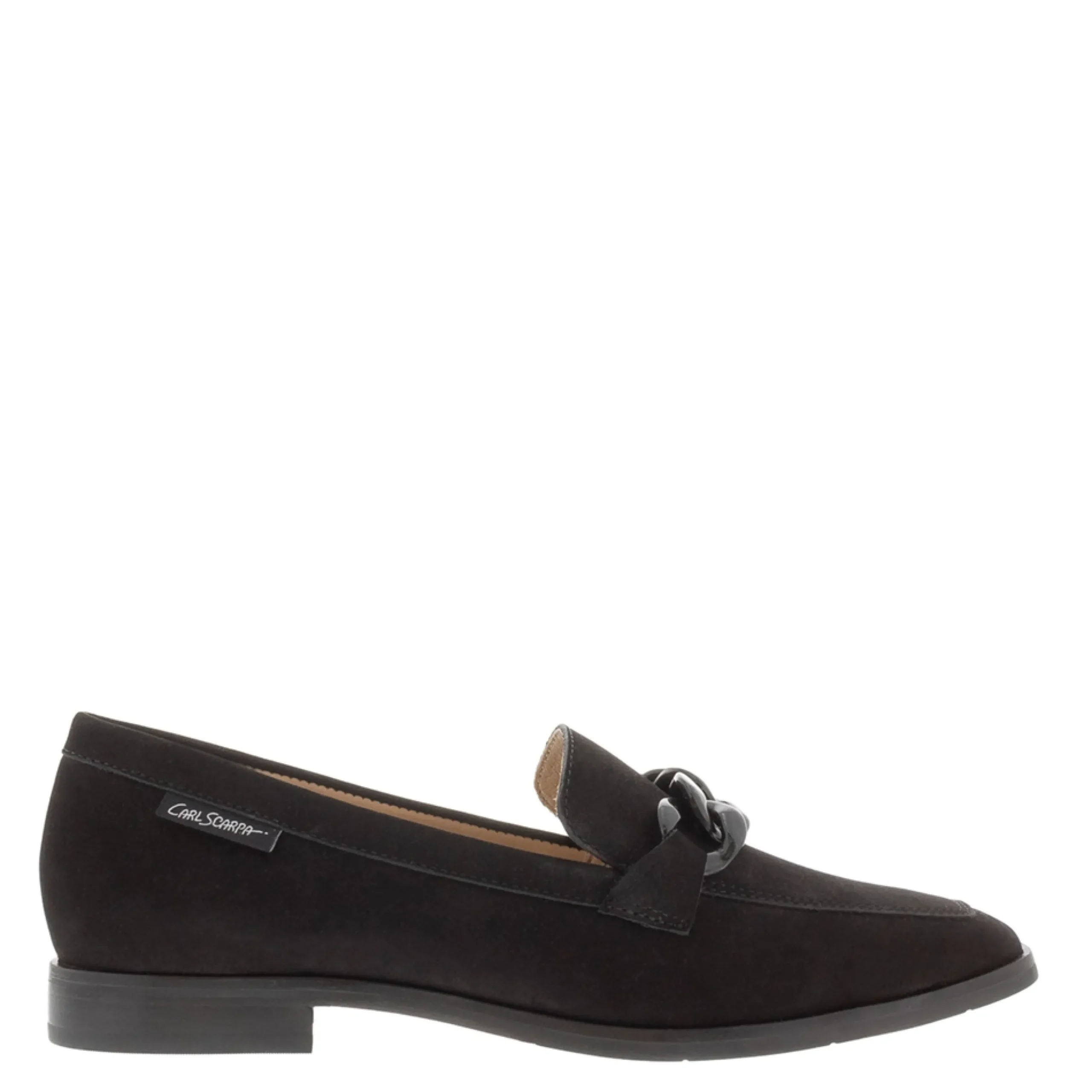 Elegance Black Nubuck Suede Chain Loafers