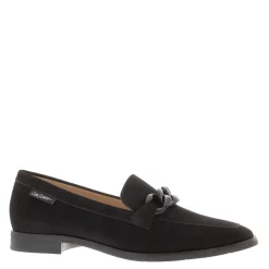 Elegance Black Nubuck Suede Chain Loafers