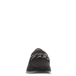 Elegance Black Nubuck Suede Chain Loafers