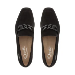 Elegance Black Nubuck Suede Chain Loafers