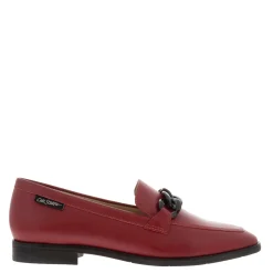 Elegance Red Leather Chain Loafers
