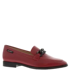 Elegance Red Leather Chain Loafers