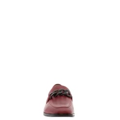 Elegance Red Leather Chain Loafers