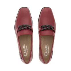 Elegance Red Leather Chain Loafers