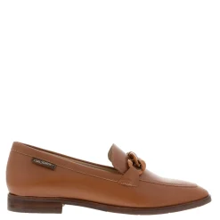 Elegance Tan Leather Chain Loafers
