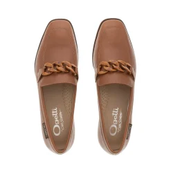 Elegance Tan Leather Chain Loafers