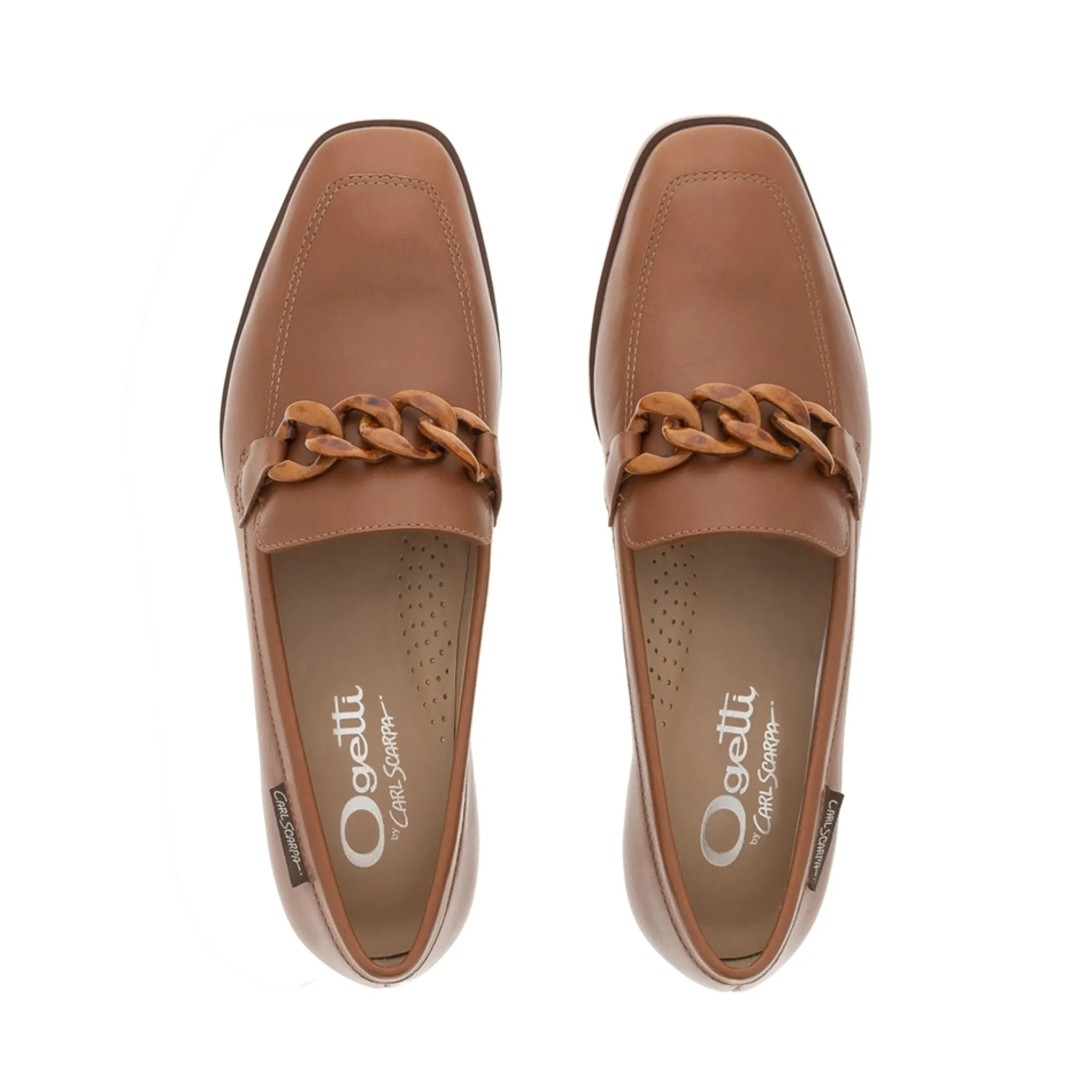 Elegance Tan Leather Chain Loafers