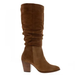 Ellis Rouched Suede Long Ankle Boots