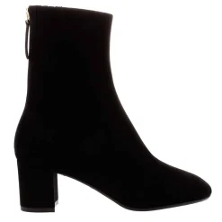 Emerald Black Suede Block Heel Ankle Boots