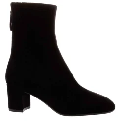 Emerald Black Suede Block Heel Ankle Boots
