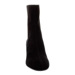 Emerald Black Suede Block Heel Ankle Boots