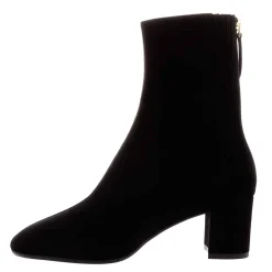 Emerald Black Suede Block Heel Ankle Boots