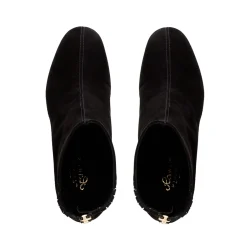 Emerald Black Suede Block Heel Ankle Boots