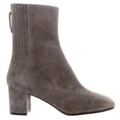 Emerald Grey Suede Block Heel Ankle Boots