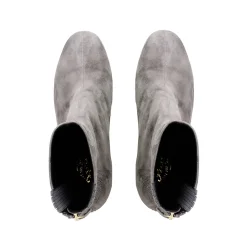 Emerald Grey Suede Block Heel Ankle Boots