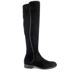 Emma Black Suede Knee-High Boots