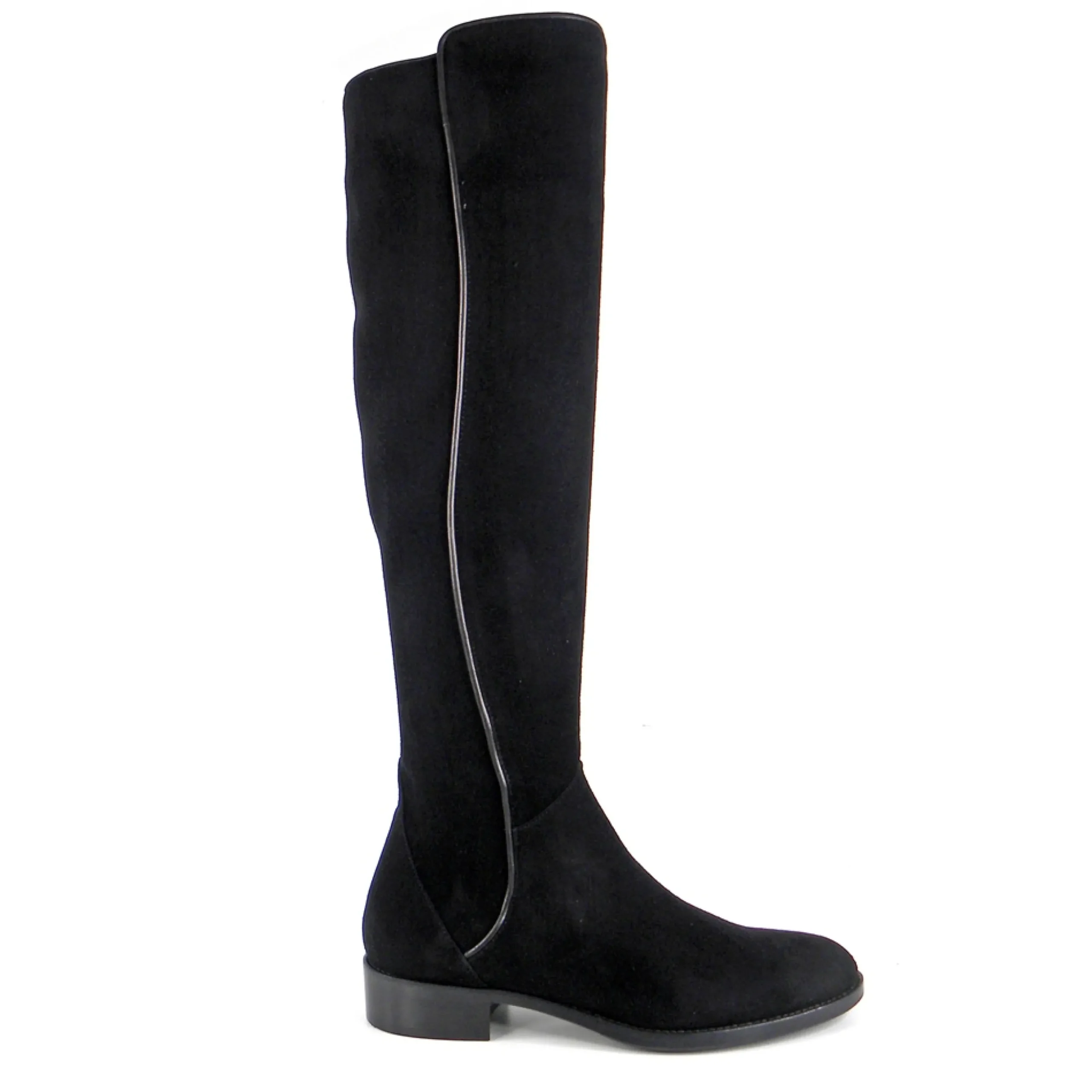 Emma Black Suede Knee-High Boots