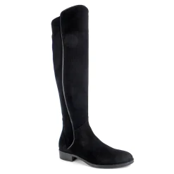 Emma Black Suede Knee-High Boots