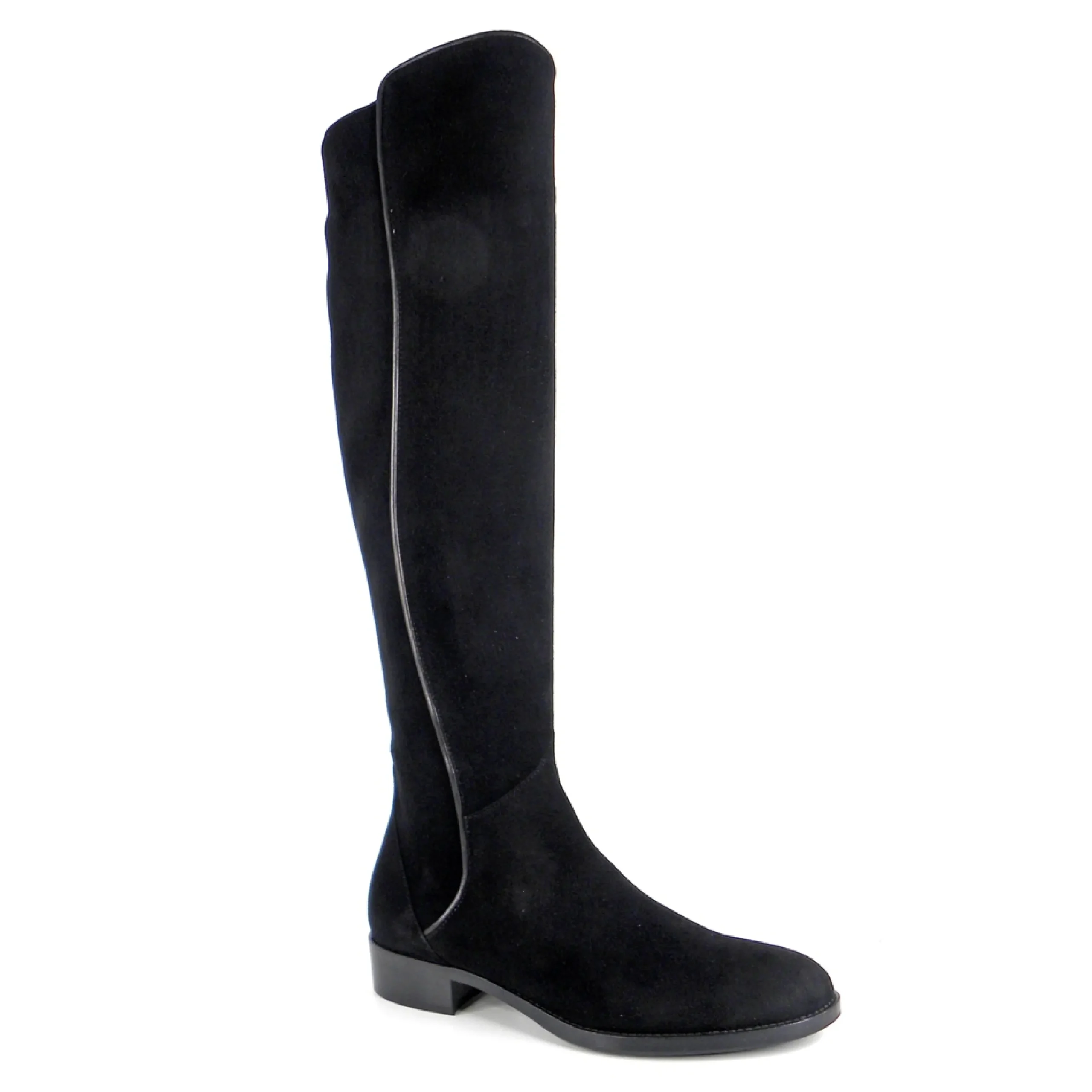 Emma Black Suede Knee-High Boots