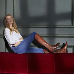 Emma Tan Leather Knee-High Boots