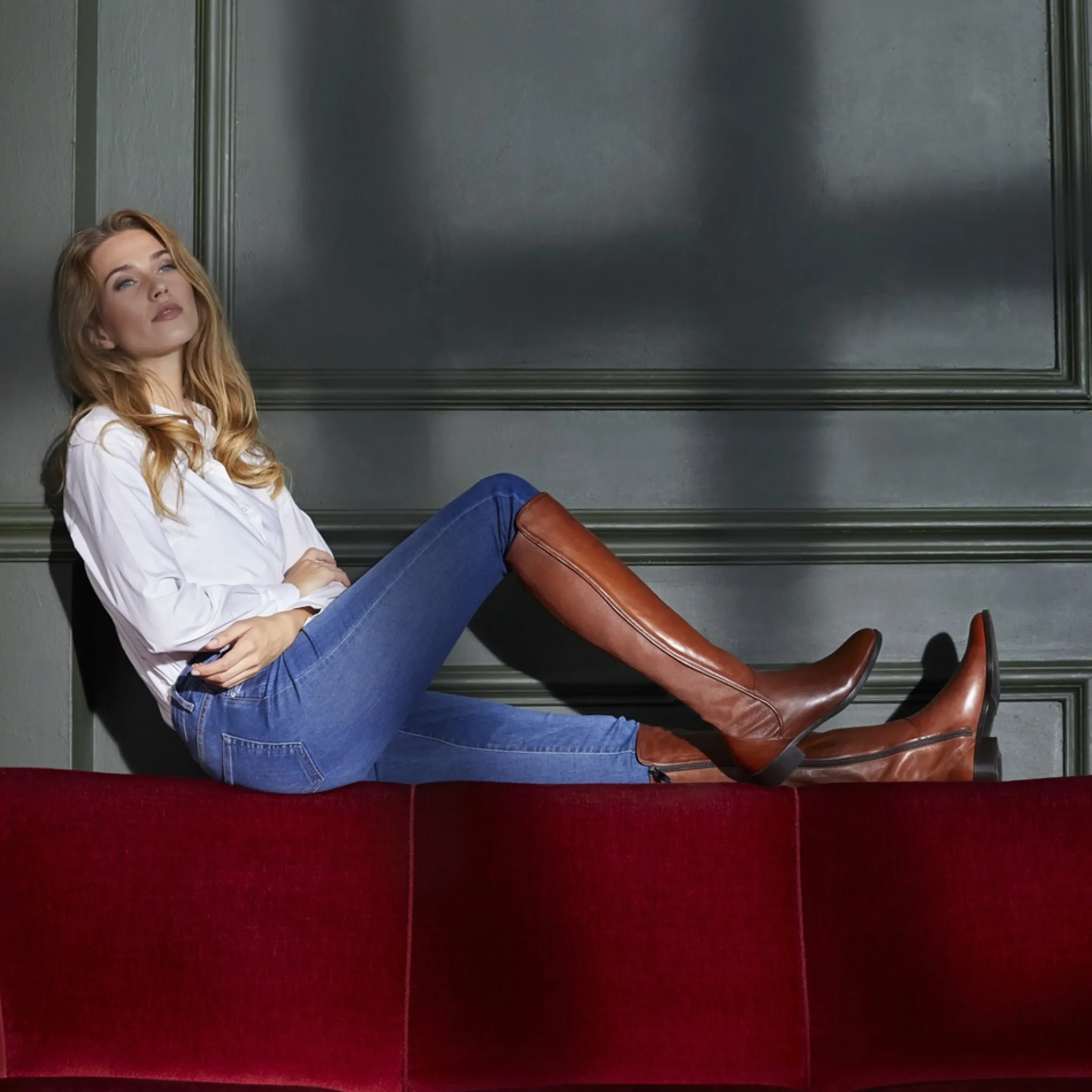 Emma Tan Leather Knee-High Boots