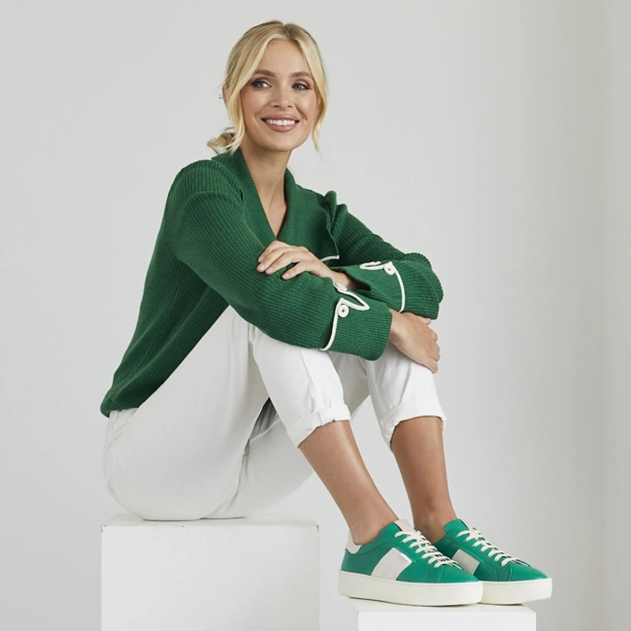 Gerty Green Leather Chunky Trainers