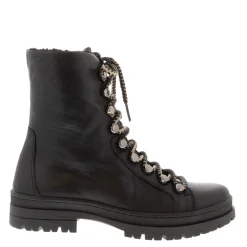 Granada Black Leather Lace Up Ankle Boots
