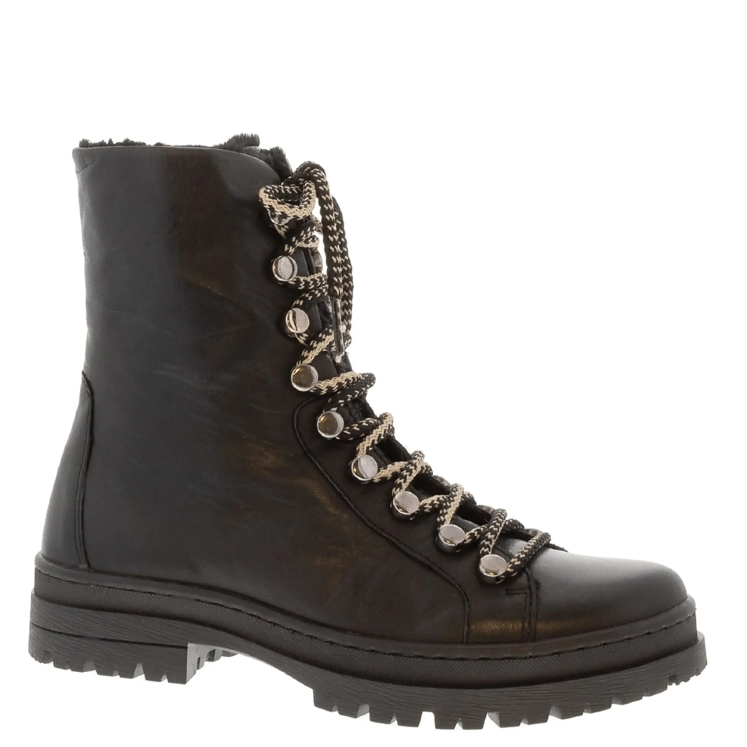 Granada Black Leather Lace Up Ankle Boots