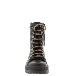Granada Black Leather Lace Up Ankle Boots