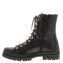 Granada Black Leather Lace Up Ankle Boots