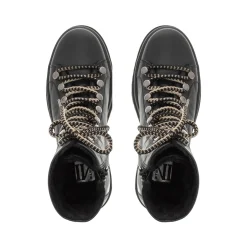 Granada Black Leather Lace Up Ankle Boots