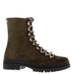 Granada Green Leather Lace Up Ankle Boots