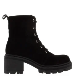 Gusto Black Suede Lace Up Ankle Boots