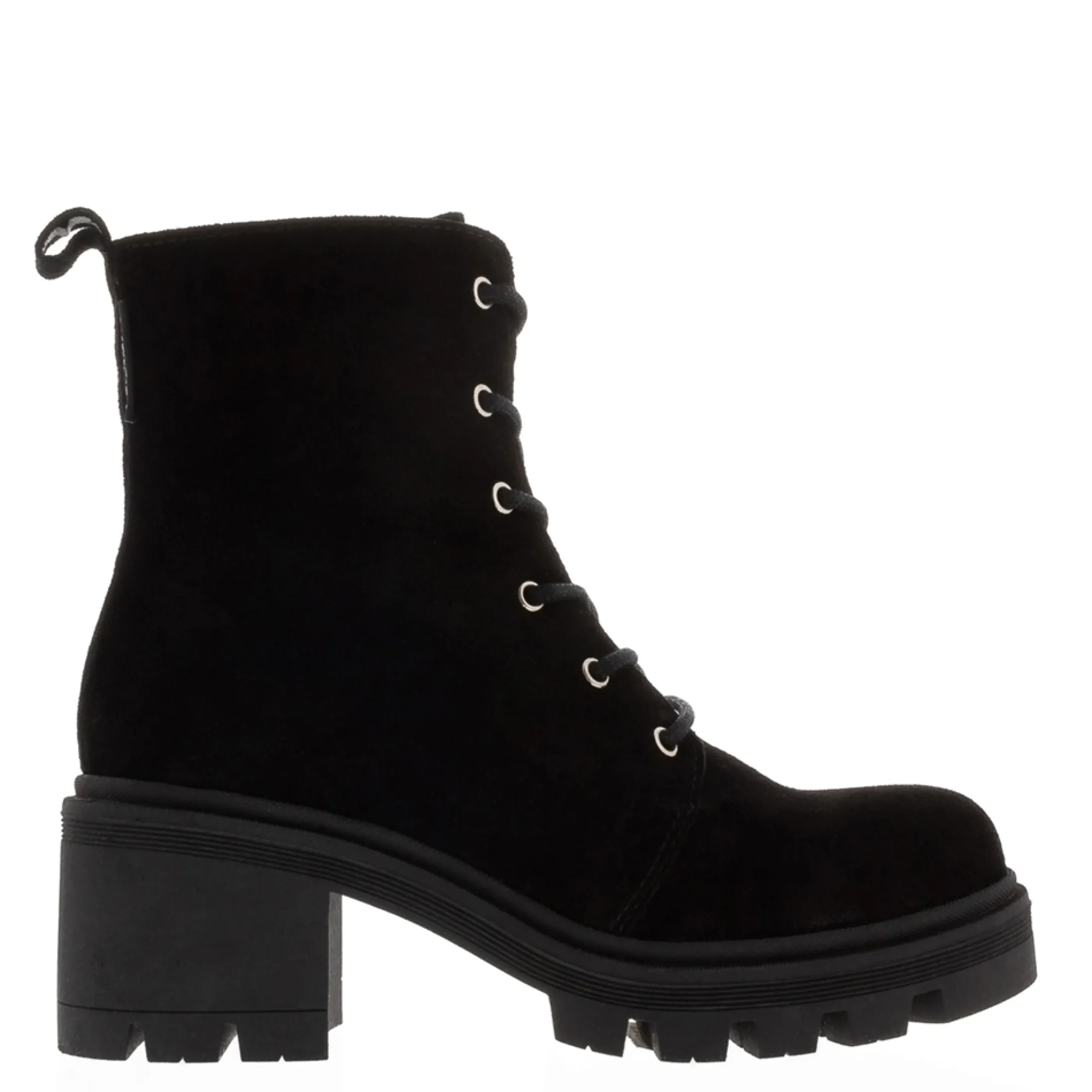 Gusto Black Suede Lace Up Ankle Boots