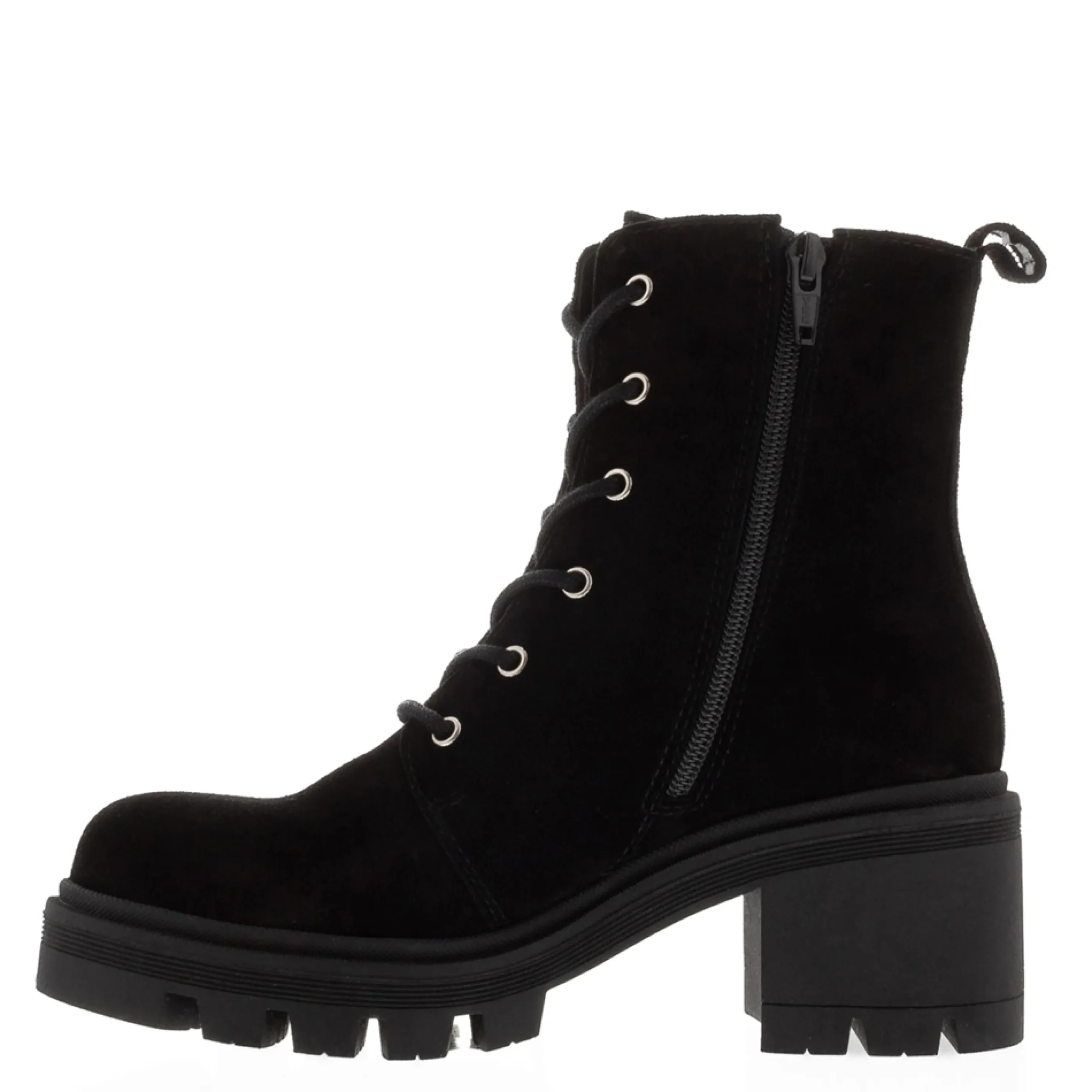 Gusto Black Suede Lace Up Ankle Boots