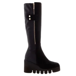 Hail Black Leather Wavesole Knee High Boots