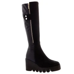 Hail Black Leather Wavesole Knee High Boots
