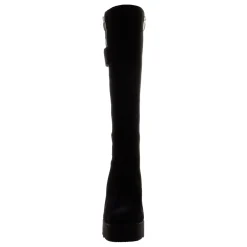 Hail Black Leather Wavesole Knee High Boots