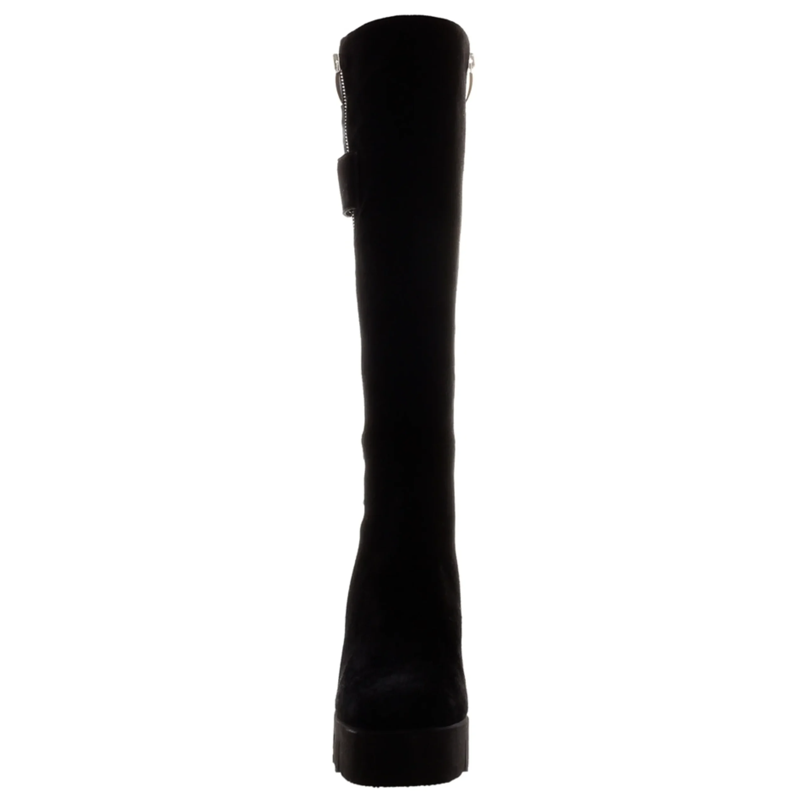 Hail Black Leather Wavesole Knee High Boots