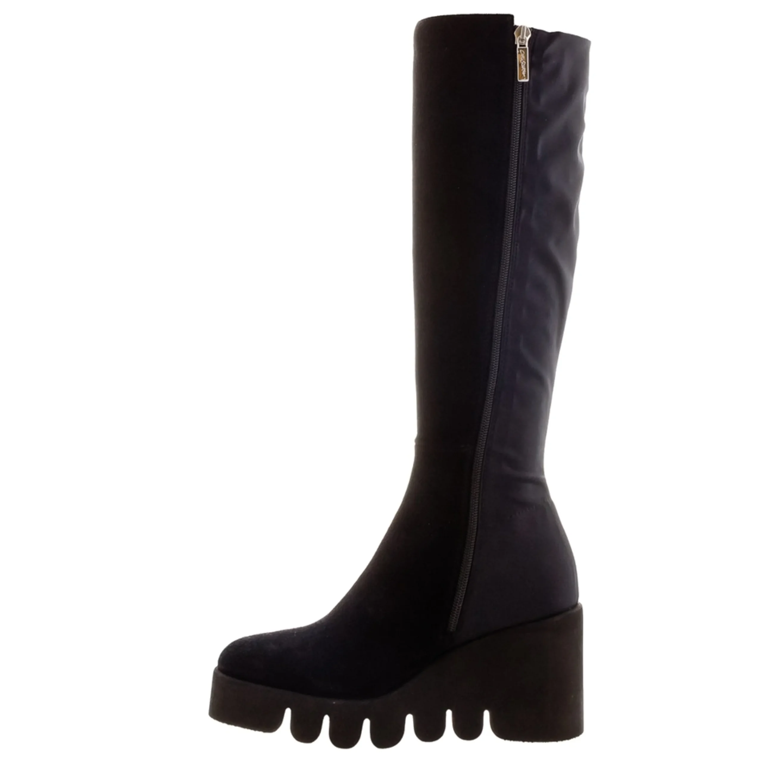 Hail Black Leather Wavesole Knee High Boots