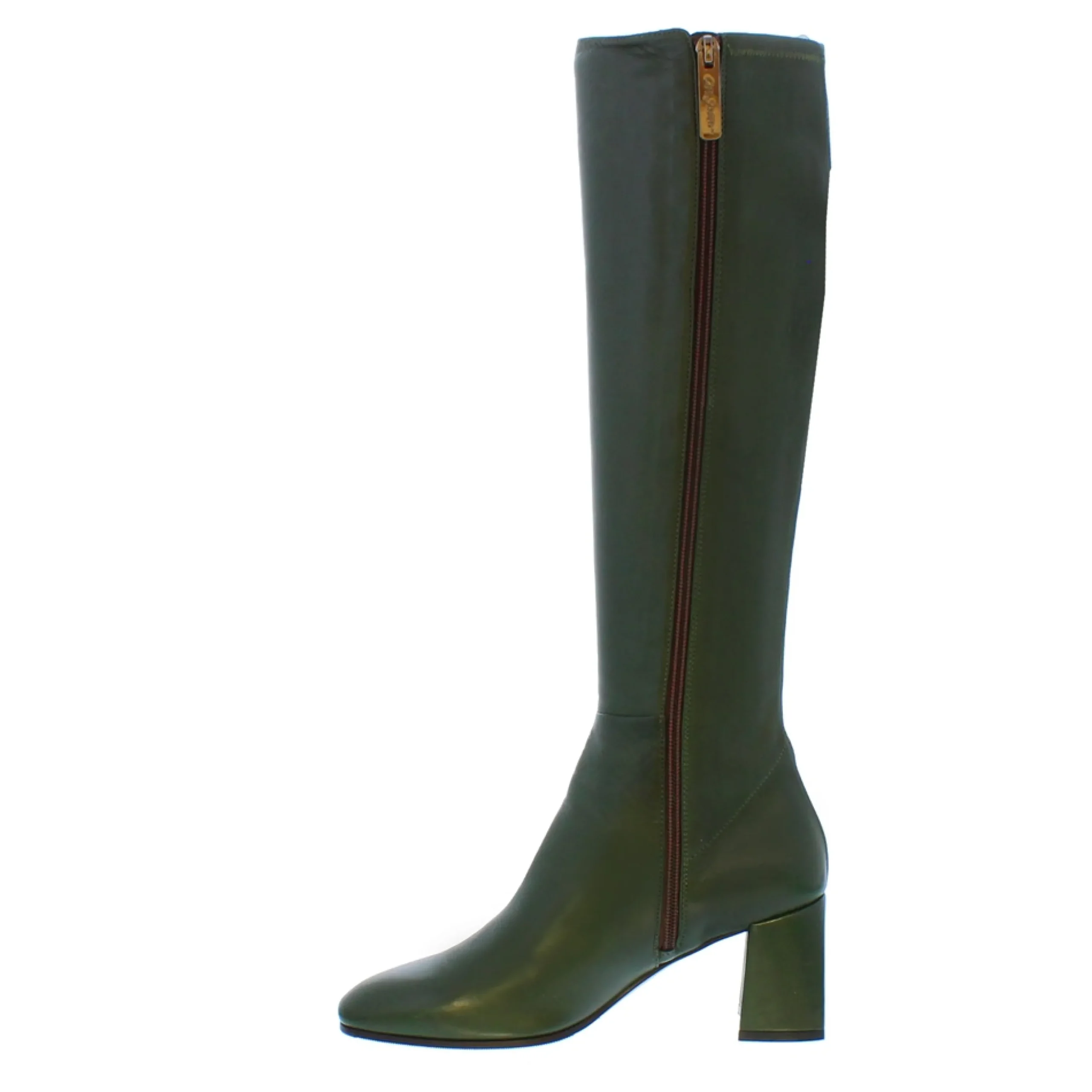 Jilly Green Italian Leather Knee High Boots
