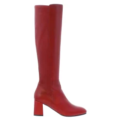 Jilly Red Italian Leather Knee High Boots
