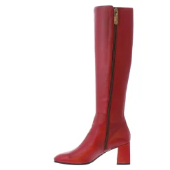 Jilly Red Italian Leather Knee High Boots