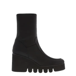 Laina Black Italian Lycra Wavesole Wedge Heel Ankle Boots