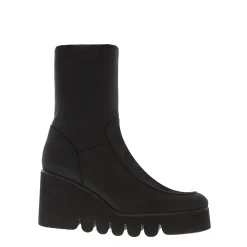 Laina Black Italian Lycra Wavesole Wedge Heel Ankle Boots