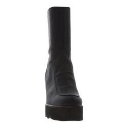 Laina Black Italian Lycra Wavesole Wedge Heel Ankle Boots