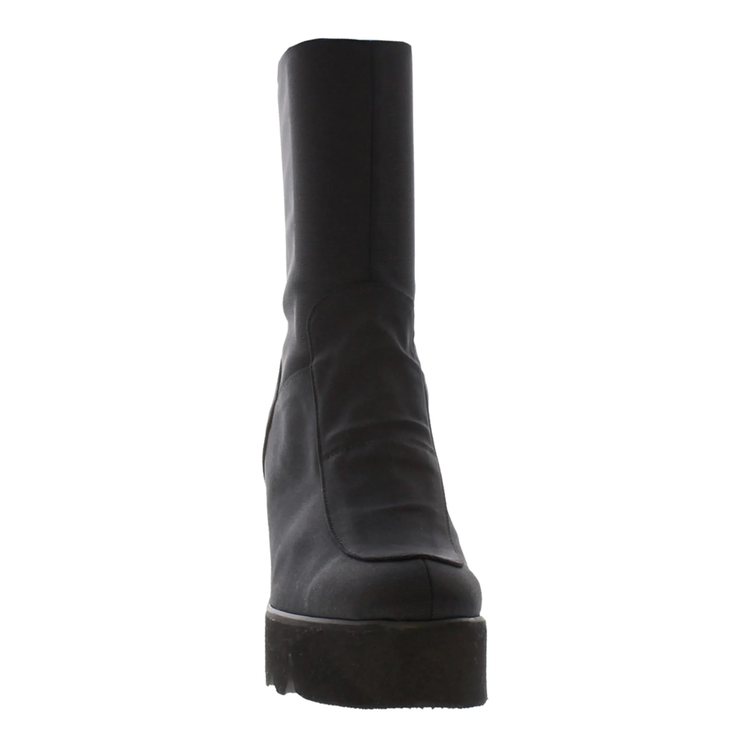 Laina Black Italian Lycra Wavesole Wedge Heel Ankle Boots