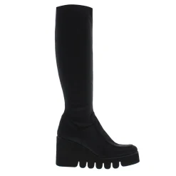 Lakelyn Black Italian Lycra Wavesole Wedge Heel Boots