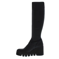 Lakelyn Black Italian Lycra Wavesole Wedge Heel Boots
